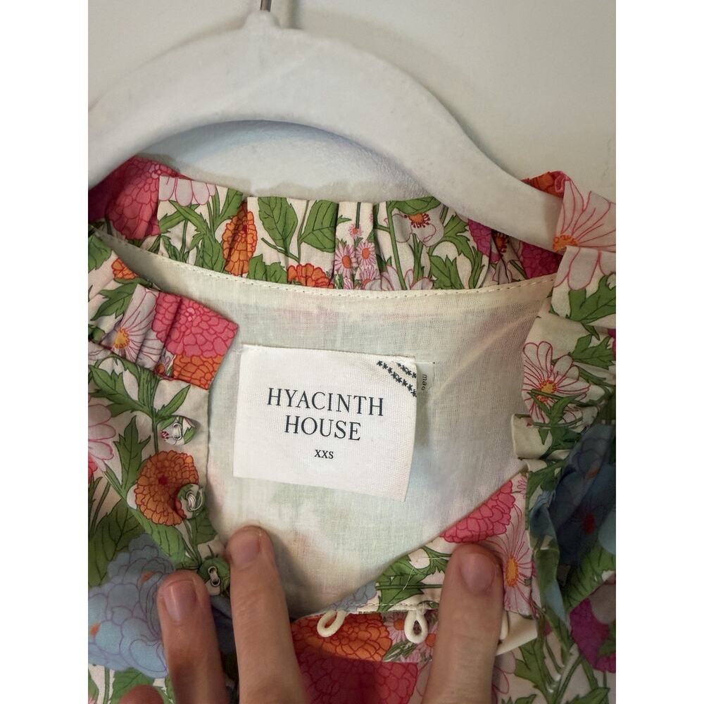 Hyacinth House Tuckernuck Louisa Midi Dress Green Begonia Floral Cotton XXS NWT - Picture 5 of 16